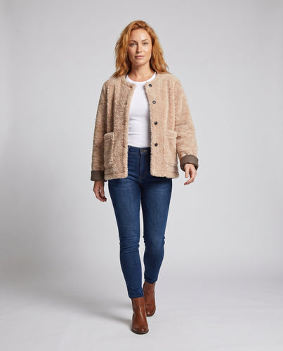 Damen Oversized Fleecejacke mit modernem Design und praktischen Taschen
