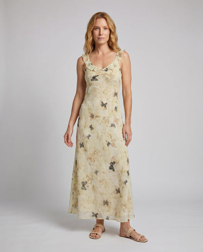 Damen Sommerliches Maxikleid mit elegantem Schmetterlingsmuster