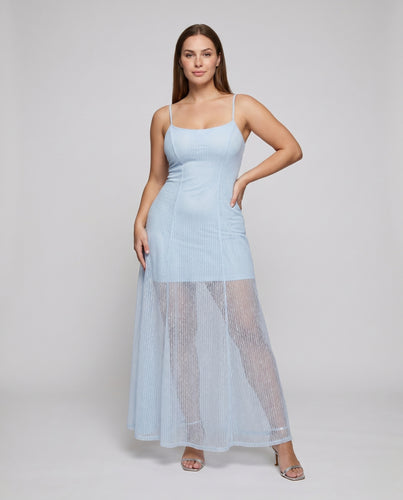Damen Spitzen-Maxikleid mit trägerlosem Design und fließendem Schnitt