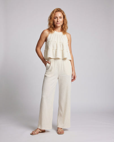Damen Set mit trendy Rüschenoberteil und lässiger Hose