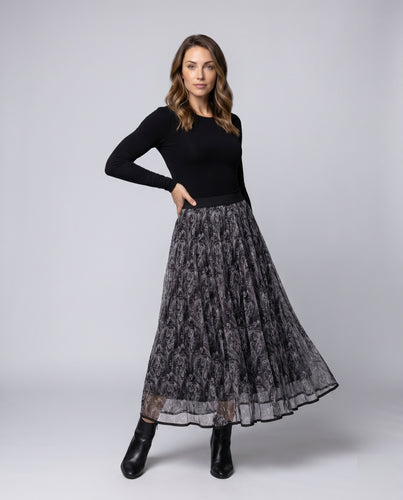 Damen Bodenlanger Tüllrock mit elegantem Paisleymuster