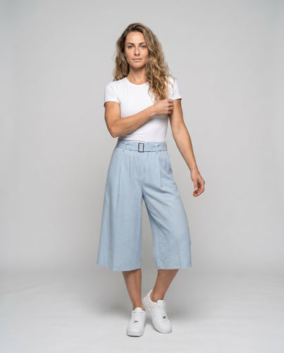 Damen Culotte mit elastischem Bund und dekorativem Taillengürtel
