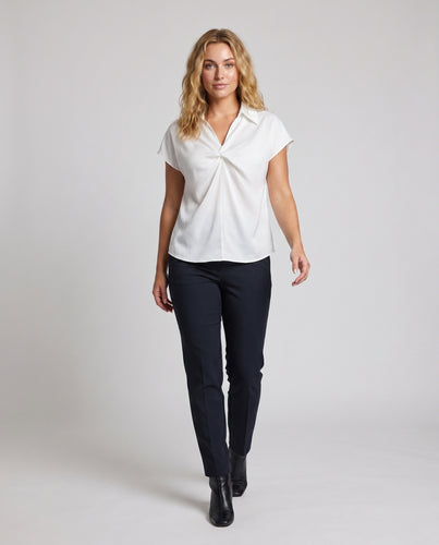 Damen Elegante Kurzarm-Bluse mit raffiniertem Knotendesign