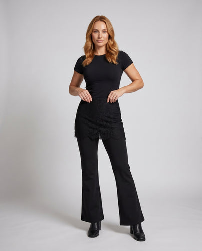 Damen Elegante und trendige Palazzo-Hose mit Spitze