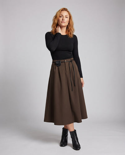Damen Eleganter A-Linien Rock mit praktischen Taschen und abnehmbarem Gürtel
