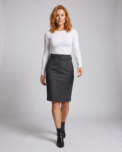 Damen Eleganter Bleistiftrock mit Taillengürtel und hochwertigem Gewebe