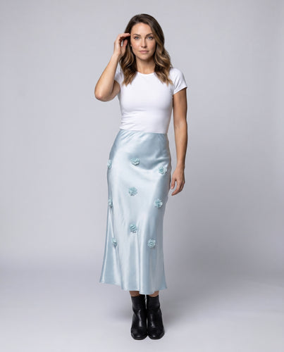 Damen Eleganter Maxi-Rock mit floralen Stickdetails