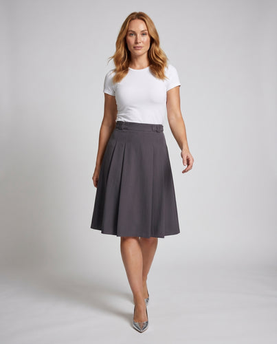 Damen Eleganter, plissierter Rock mit Taillengürtel