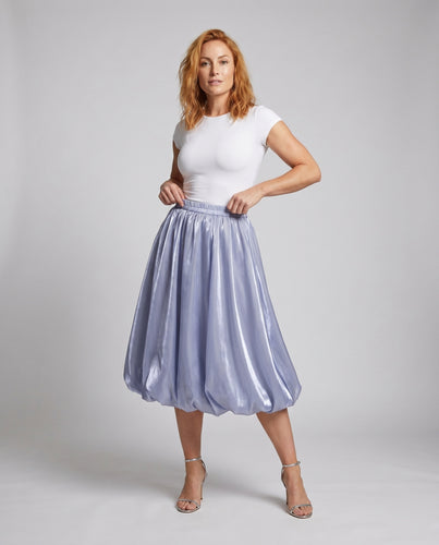 Damen eleganter, schwingender Saia aus glänzendem Material