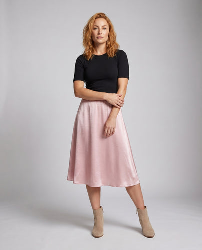 Damen Eleganter schwingender Satinrock mit elastischem Bund
