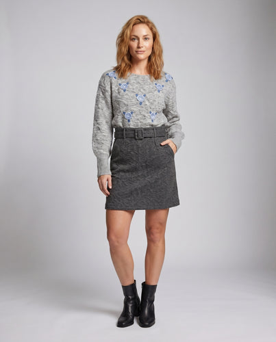 Damen eleganter Taillierter Rock mit abnehmbarem Gürtel