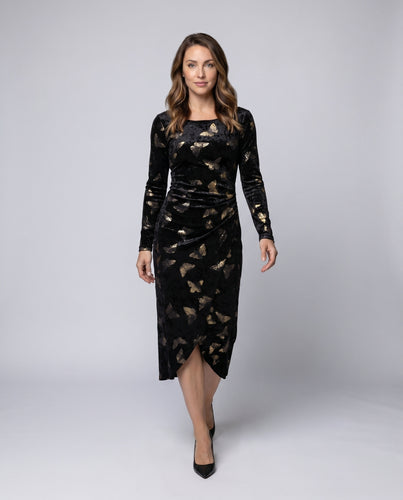 Damen Elegantes Maxikleid mit schimmerndem Punktmuster