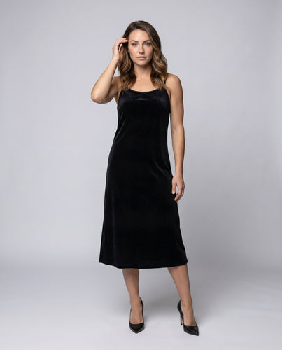 Damen Elegantes Samtkleid mit feinen Spaghetti-Trägern