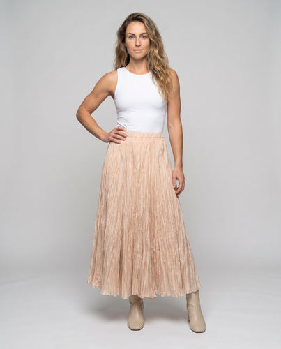 Damen Faltender Maxirock mit elegantem Wellenmuster