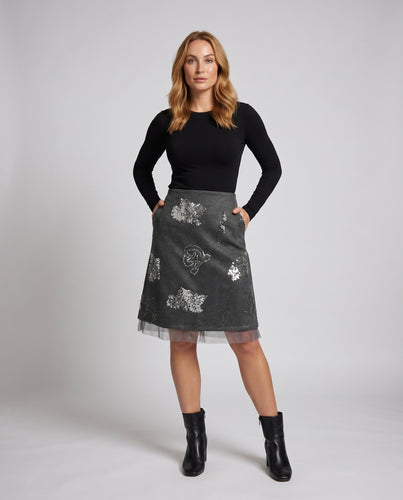 Damen Glamouröser Tüllrock mit funkelnden Pailletten und elegantem Design