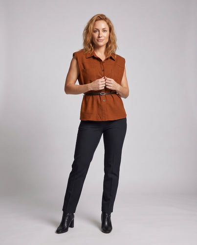Damen Hemdbluse mit lässigem Schnitt und Taillengürtel