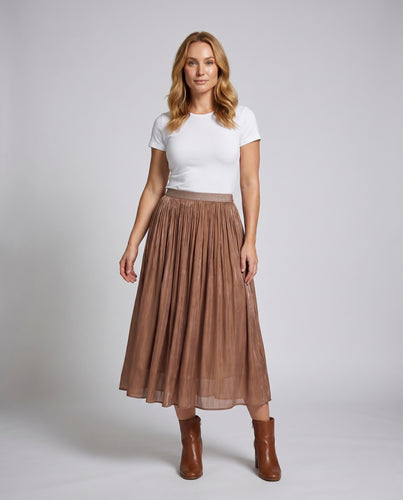 Damen Langer, fließender Rock aus leichtem Chiffon mit eleganten Falten