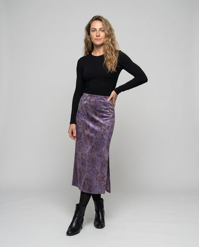 Damen Langer Rock mit floralem Muster und seitlichem Schlitz