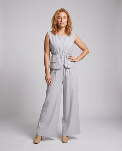 Damen lässiges Set aus ärmelloser Bluse und weiten Palazzo-Hosen