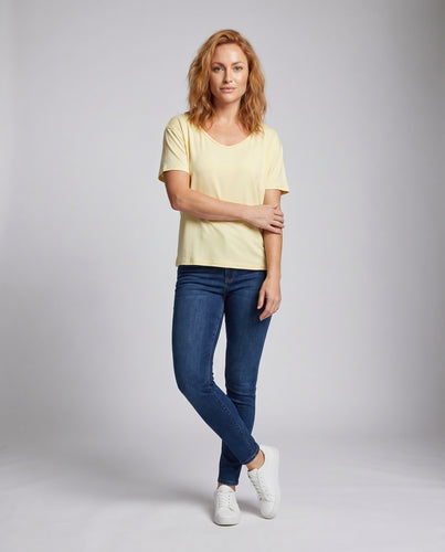 Damen lässiges T-Shirt mit V-Ausschnitt und optimalem Tragekomfort