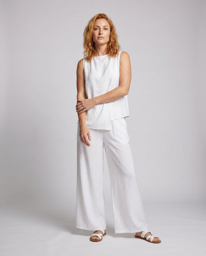 Damen lässiges und elegantes Set aus ärmellosem Oberteil und weit geschnittenen Hosen