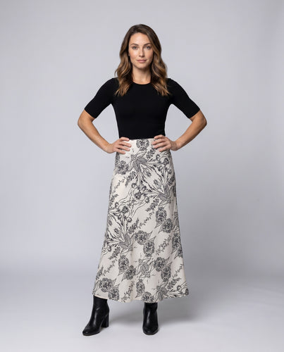 Damen Maxirock mit floralem Design und seitlichen Taschen