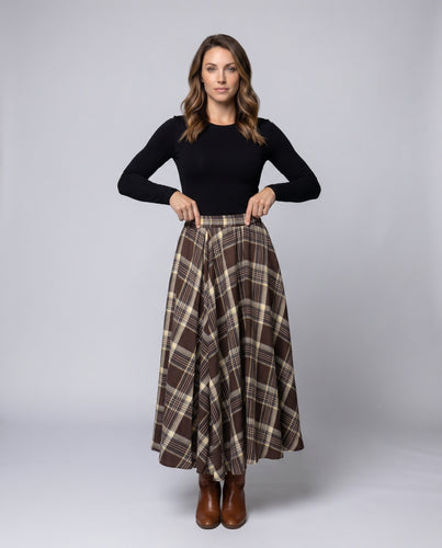 Damen Maxirock mit lässigem Karo-Design