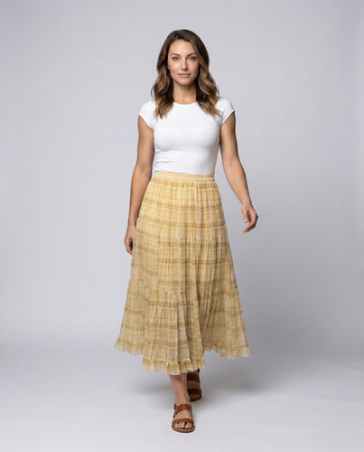 Damen Maxirock mit schwingendem Schnitt und zarten Rüschendetails