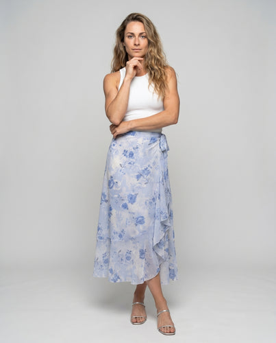 Damen Midi-Rock mit floralem Muster und asymmetrischem Schnitt