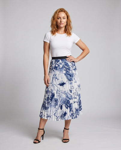 Damen Plissierter Maxirock mit elegantem Design und floralem Muster