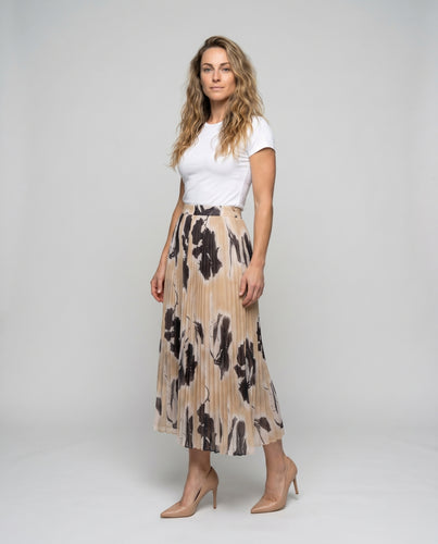 Damen Plissierter Rock mit floralem Design