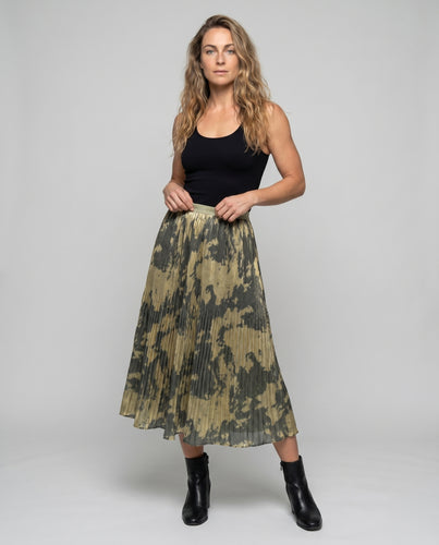 Damen Plissierter Rock mit modischem Camouflage-Muster