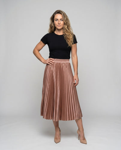 Damen Plissierter Satinrock mit elastischem Bund und glamourösem Fall