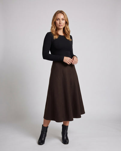 Damen Schwingender Midi-Rock mit eleganten Falten