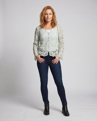 Damen Spitzenbluse mit eleganten Details und filigranem Design