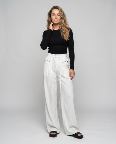 Damen Weit geschnittene Hochbundhose mit eleganten Falten