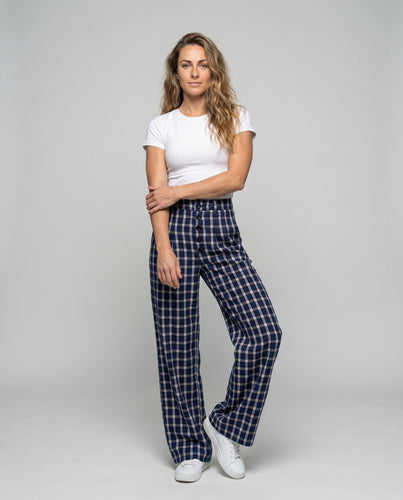 Damen Weit geschnittene Karottenhose mit hohen Bund und Knopfdetails