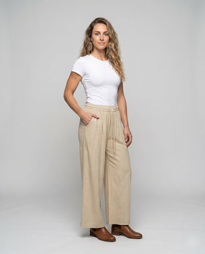 Damen Weit geschnittene Palazzo-Hose mit elastischem Bund und praktischen Taschen