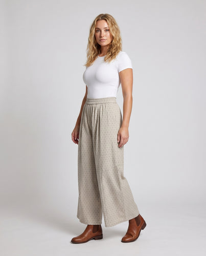Damen Weite Palazzo-Hose mit elastischem Bund und punktuellem Design