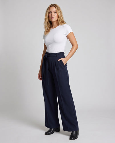 Damen weite Palazzo-Hose mit modischem Bindegürtel