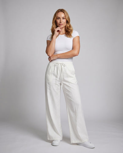 Damen Weitgeschnittene Sommerhose mit elastischem Bund und seitlichen Taschen