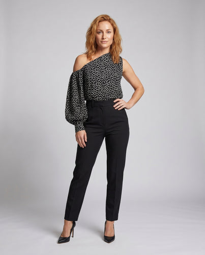 Damen asymmetrisches Blusenshirt mit Puffärmeln