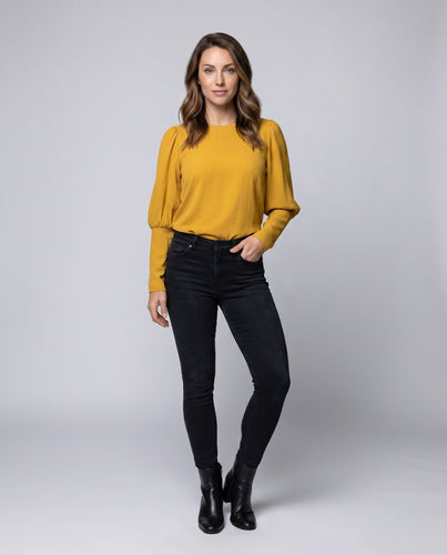 Damen Blusenshirt mit Puffärmeln und eleganter Schnittführung