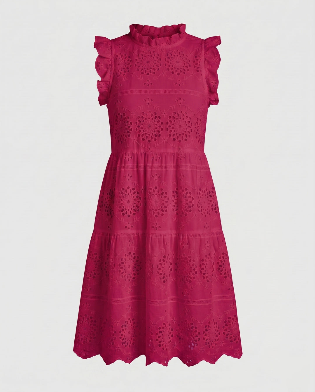 Damen elegantes Maxikleid mit eleganten Rüschen und ausgestelltem Schnitt