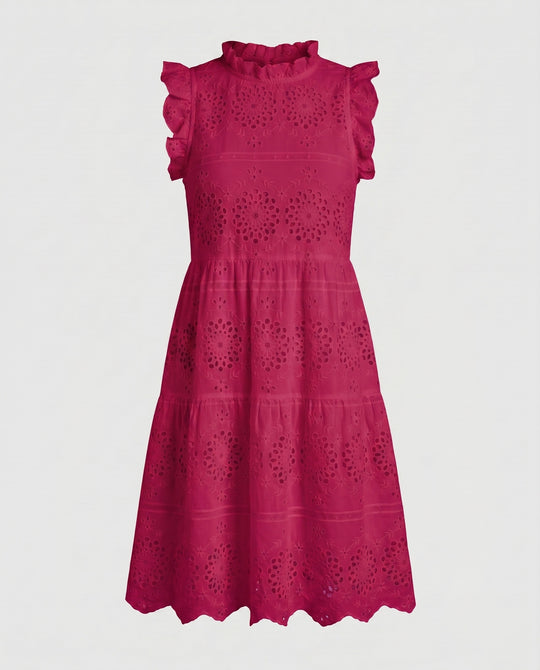 Damen elegantes Maxikleid mit eleganten Rüschen und ausgestelltem Schnitt