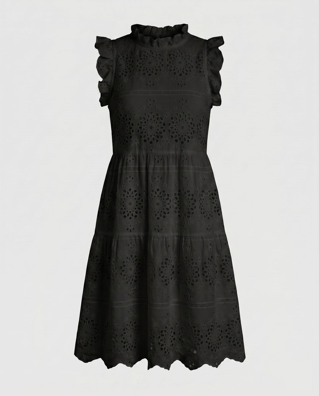 Damen elegantes Maxikleid mit eleganten Rüschen und ausgestelltem Schnitt