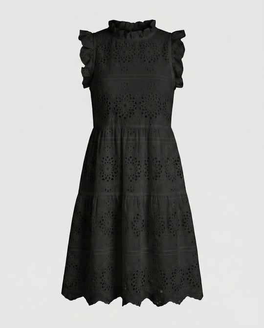Damen elegantes Maxikleid mit eleganten Rüschen und ausgestelltem Schnitt