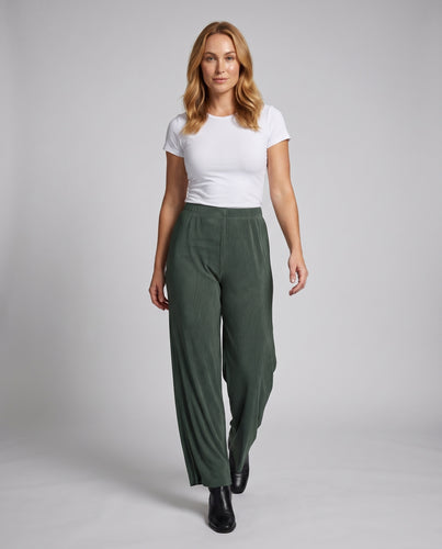 Damen Hochtaillierte Weite Hose mit elegantem Schlitz