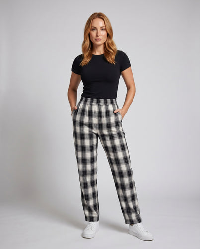 Damen kariierte Freizeithose mit lässigem Schnitt