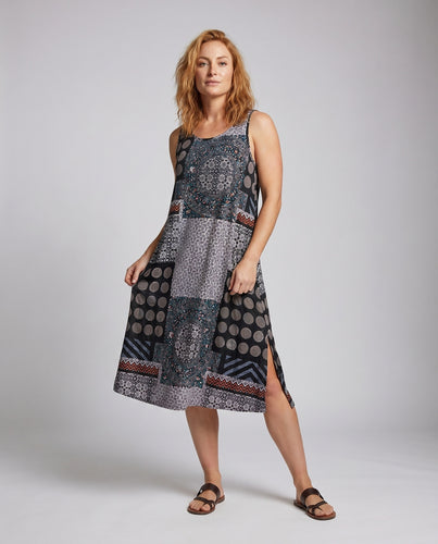 Damen lässiges Langarmkleid mit geometrischem Muster